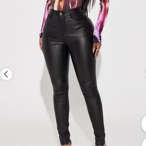 Black Women’s Faux Leather Jeans